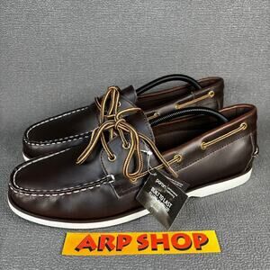 🔴 Thom McAn Bruce Men`s Size 11 Brown Casual Boat Shoes 20281